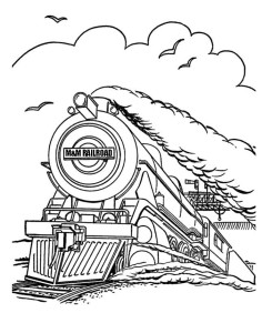M&M Railroad steam train coloring page