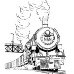 M&M Railroad steam train coloring page